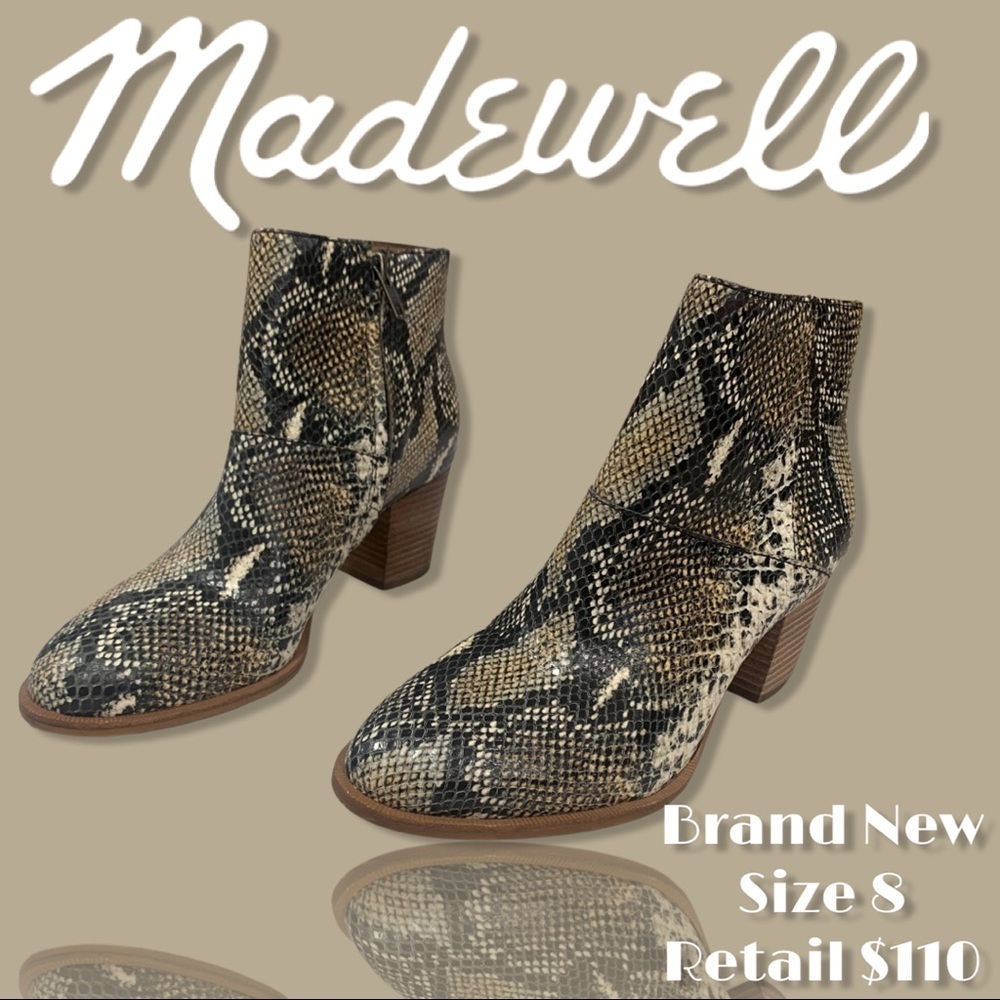 Madewell Becca Heeled Leather Bootie with Cushioned Footbed for Women size 8